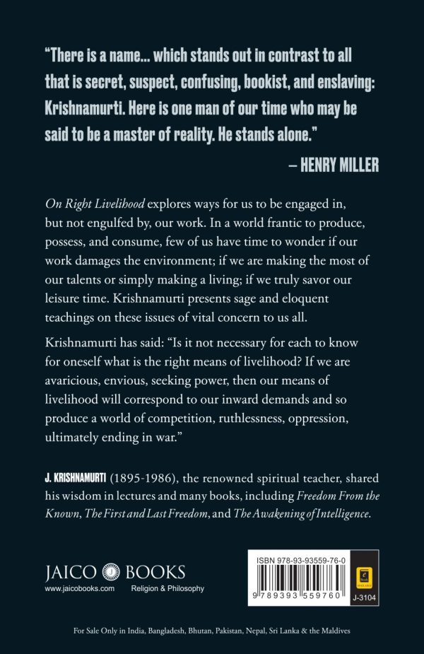 On Right Livelihood: Freedom from distractions, addictions and possessiveness by J. Krishnamurti - Image 2